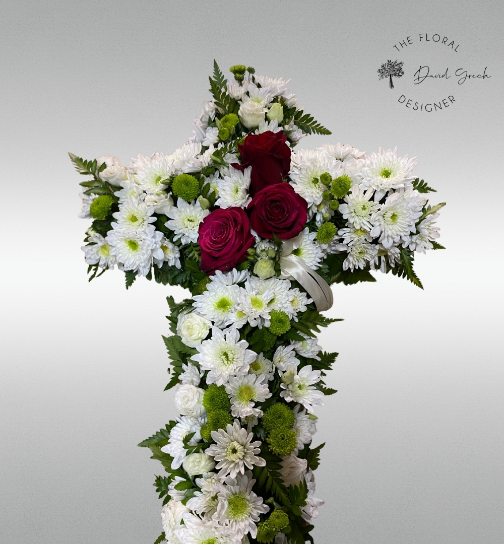 Fresh flower funeral Cross