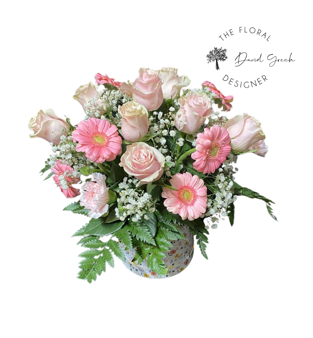 pink flowers hat box